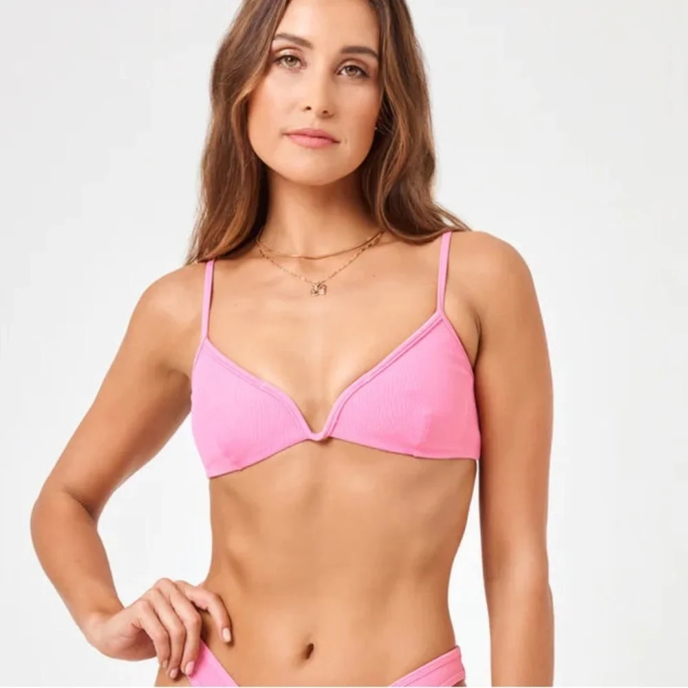 L*Space 🩷 V-Wire Helena Bralette Bikini Top | Camacho Classic Bottom in Guava